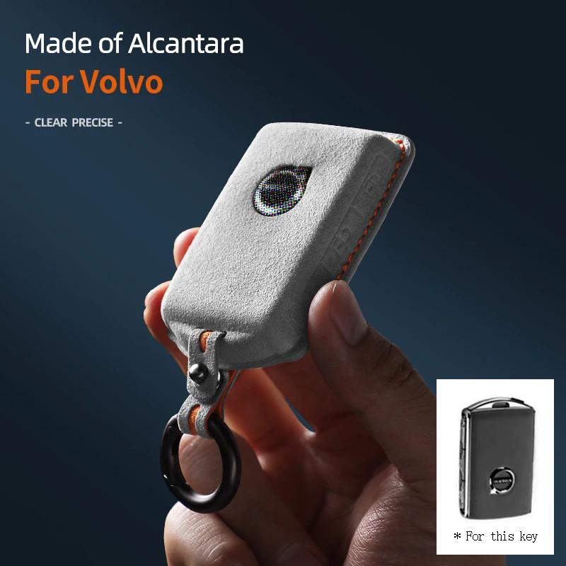 

New Style Alcantara Suede Car Remote Key Case Bag for For Volvo XC60 S60 S90 XC40 C40 XC90 V60 V90 2023 Key housing accessories