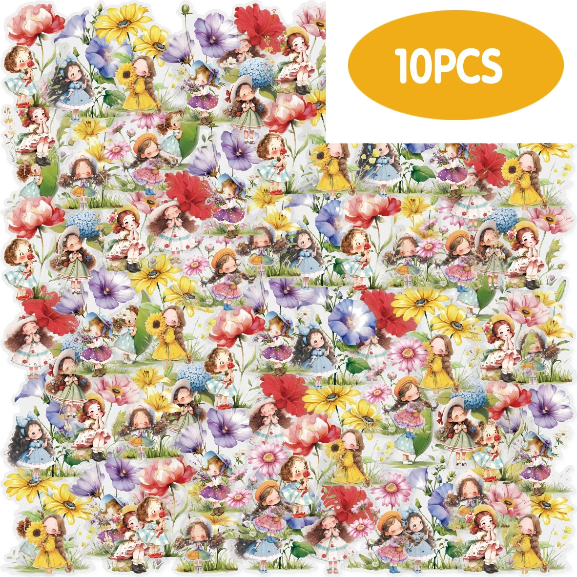 

Набор наклеек Etori Life Flower Roam, 10 шт., акварельные цветочные и девичьи стикеры, милые декоративные наклейки в успокаивающем стиле для блокнотов, телефонов, багажа, украшения комнат, принадлежностей для скрапбукинга, аксессуаров для офисного декора,