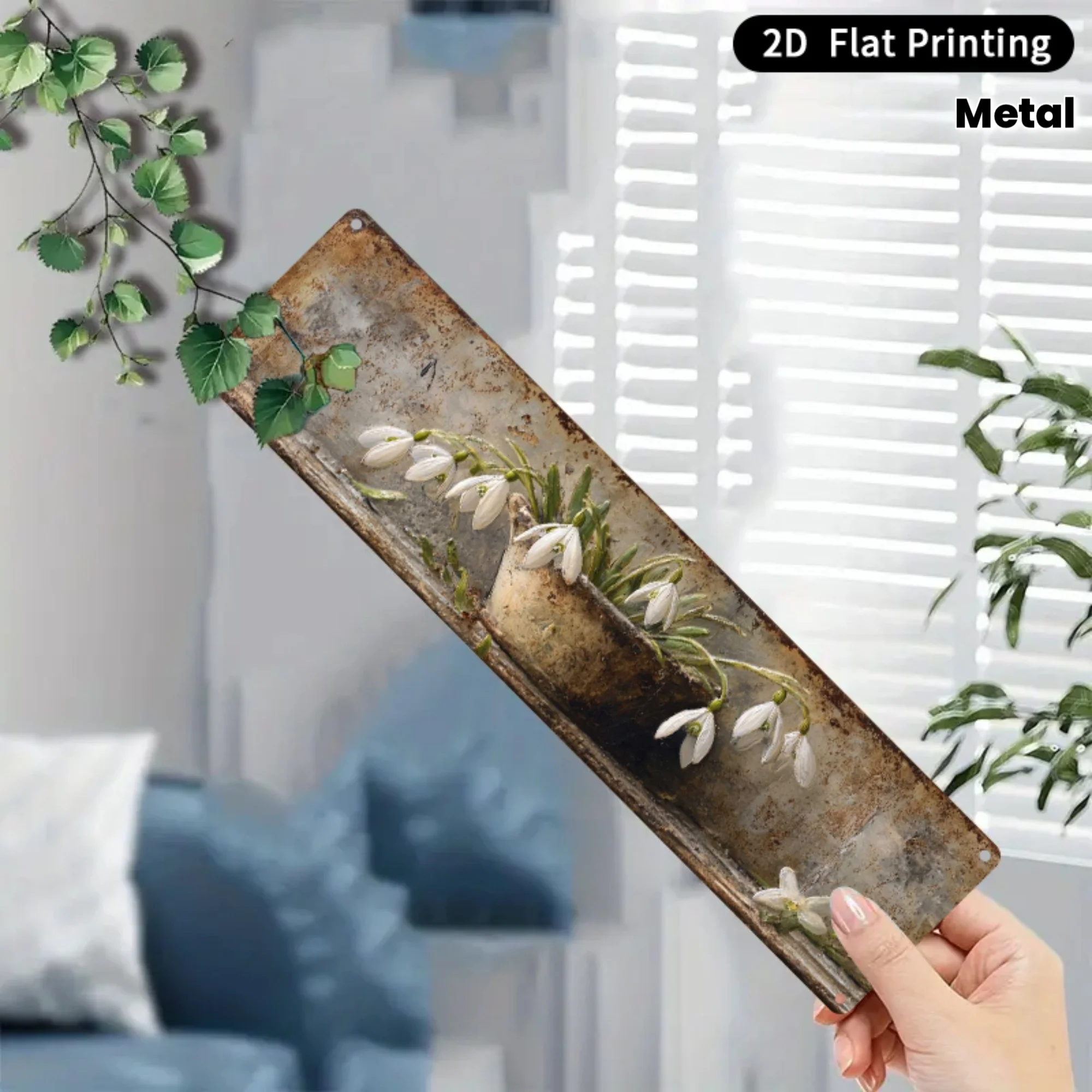 Vintage Floral Perfume Sign - Rustic Aluminum Wall Art Snow Lotus a Bowl Design Wrought Iron Home Decor Suitable for Cafes