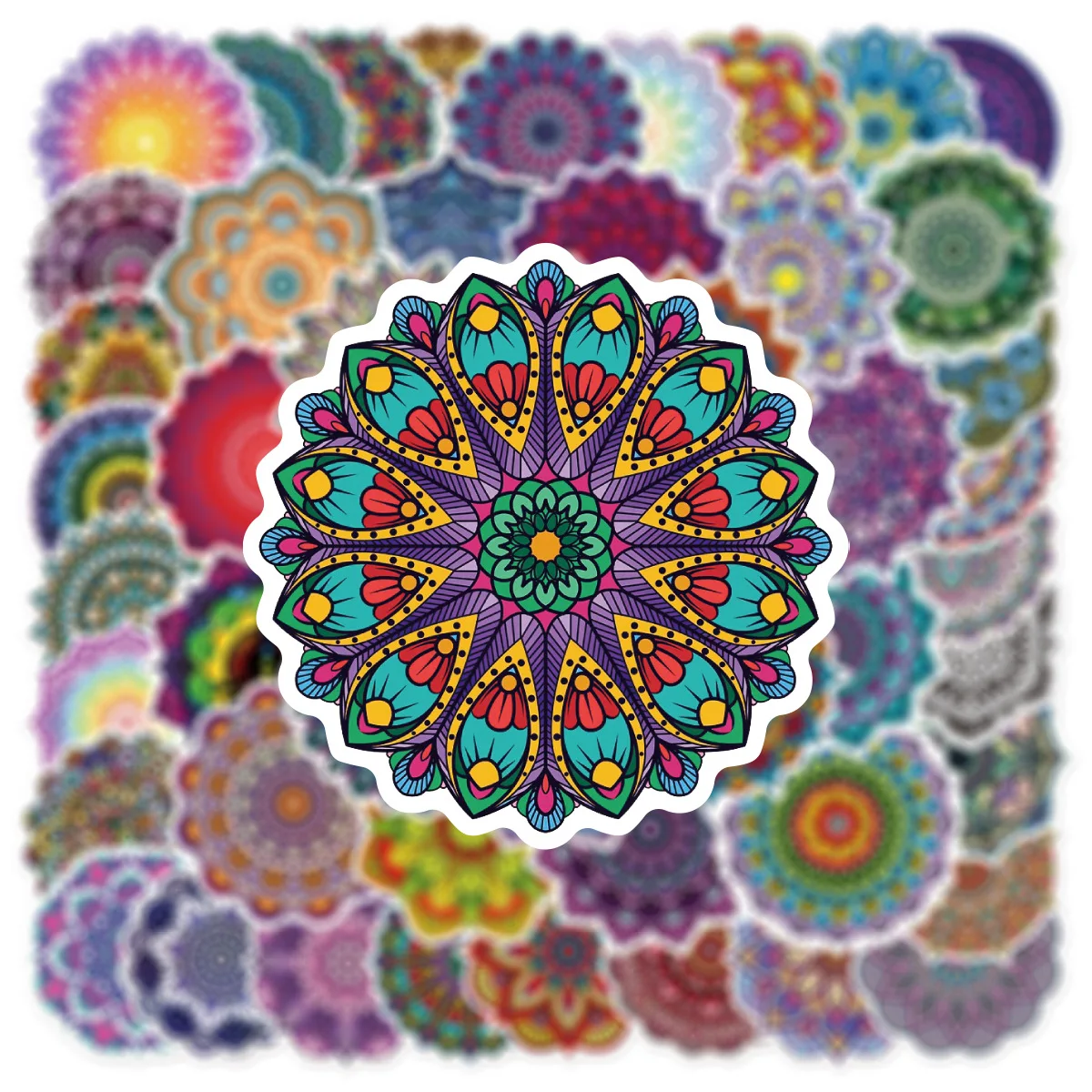 10/30/50PCS New Popular Cartoon Mandala Flower Sticker Pack Skateboard Guitar Decoration DIY Laptop Waterproof Graffiti Wholesal