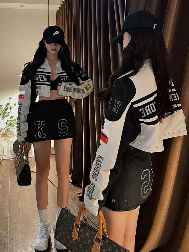 plus Size Baseball Jaet Outerwear Women Loose Long Sve Splice Slimming Top Commute Sle Autumn Winter Faion for plus ...