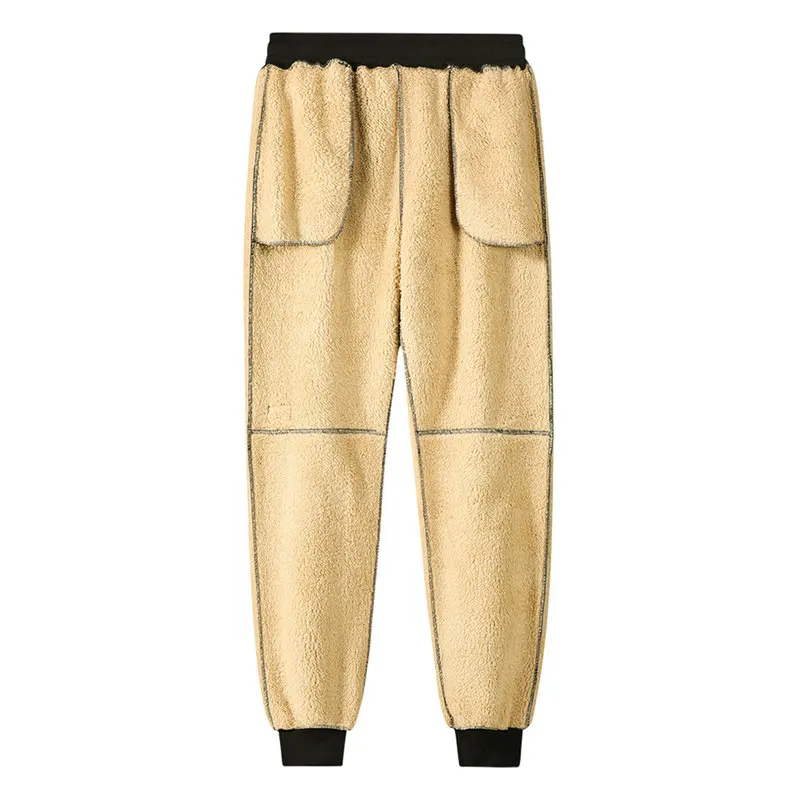 Men's Winter Fleece Lined Padded Casual Pants Man Trousers Avoid The Cold Clothing Male Thermal Sports Clothes Knitted Sweatpant