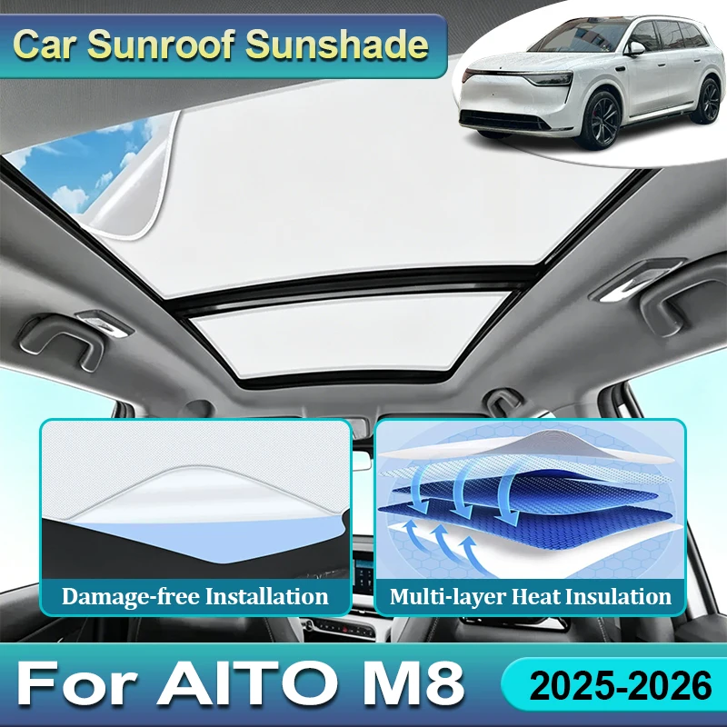 

For AITO M8 2025 2026 Suede Sunshade Panoramic Sunroof Heat Insulation Accessories Interior Electrostatic Adsorption Sun Visor