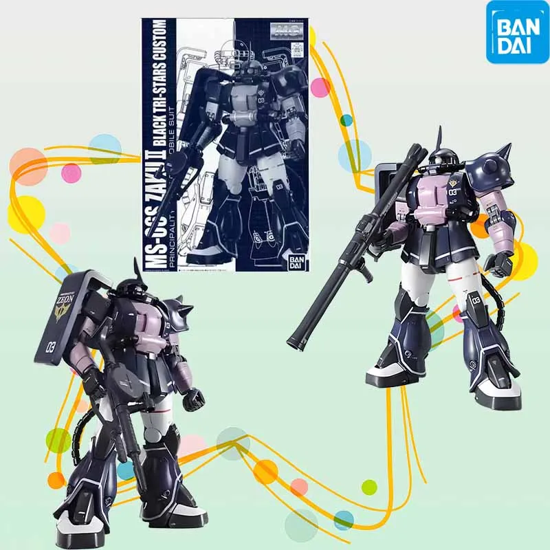 

High quality Bandai Original GUNDAM MG MS-06S ZAKU BLACK TRI-STARS CUSTOM Anime Action Figure Assembly Model Toys Collectible