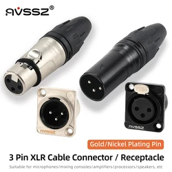 10 sets-1 set XLR DMX 3 Pin Plug / Socket Metal Shell Microphone Audio Cable Connector MIC Snake Cable XLR Balanced Connectors