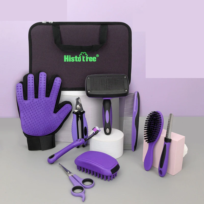 Pet Cleaning and Grooming Tool Set - Pet Comb, Dog Comb, Button Grooming Comb, Nail Clippers Pet grooming and cleaning tools