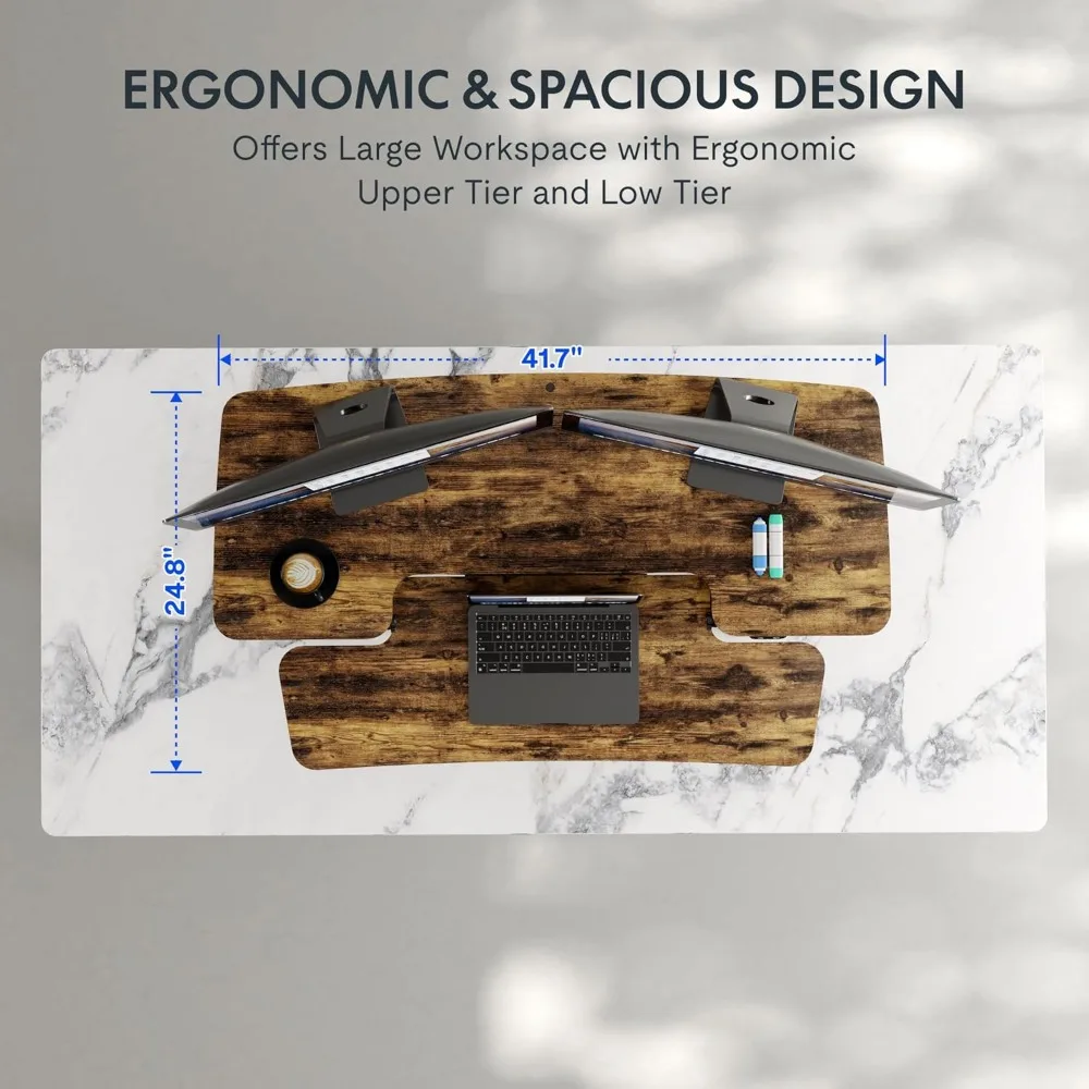 Electric Height Adjustable Desk Converter Strong Motorized Stand Up Desk Riser for Office Use with High Weight Capacity