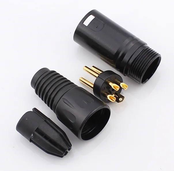 4PCS 3 pin XLR male jack Audio Cable Connector MIC Gold Plated Plug