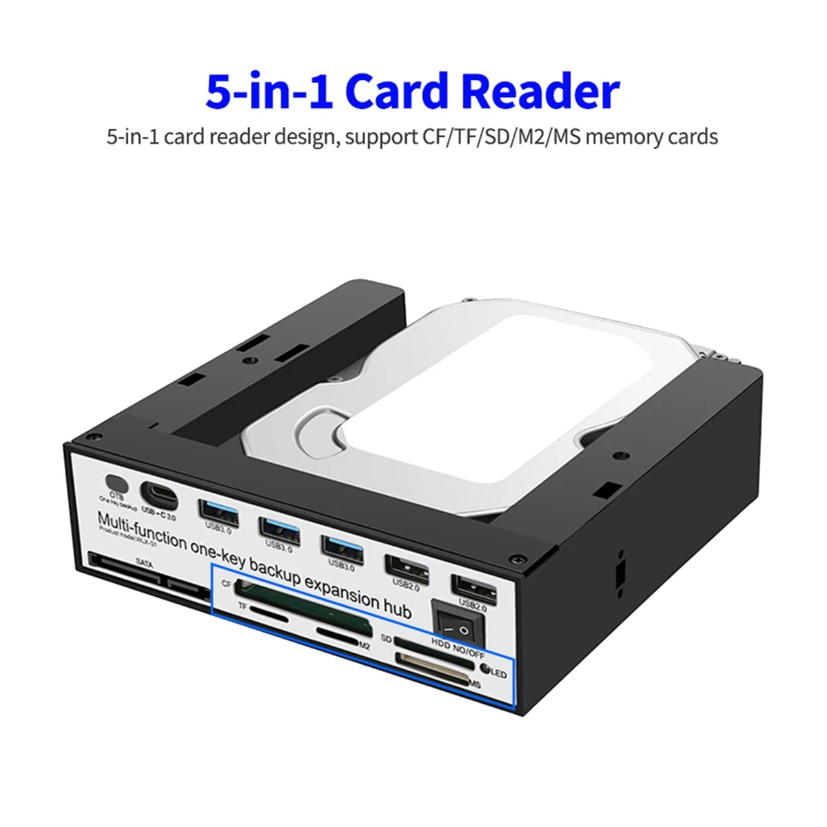 توسيع لوحة أمامية ، قارئ بطاقات 5 في 1 ، يدعم لوحة دعم مفتاح واحد ، 3 USB ، 2 منافذ USB ،!