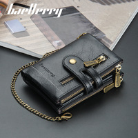 Men's Short Wallet New Business Double Zipper Card Holder Multiple Card Slots Trifold Wallet
