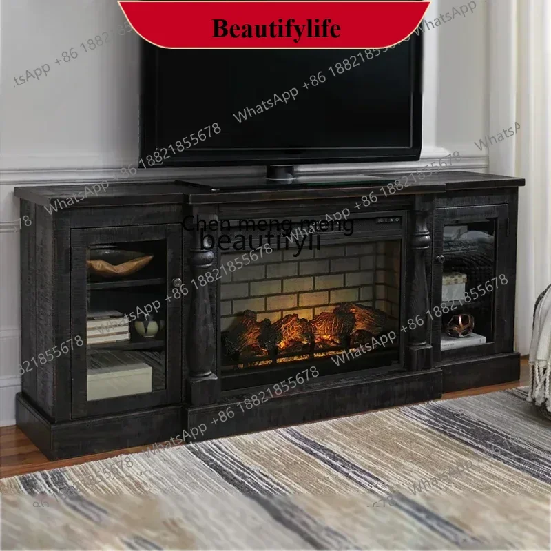 D178  American Grille Black Fireplace Mantel Living Room Decoration Entrance Cabinet Background Wall TV Cabinet Floor Cabinet