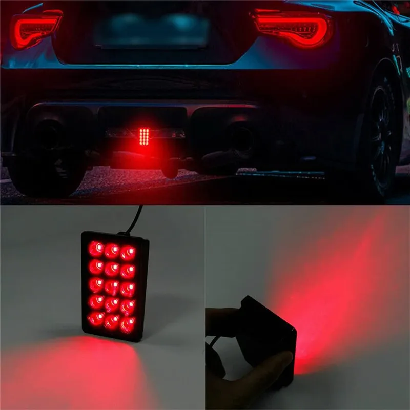 Car LED 3rd Brake Light 12V 15LED F1 Style Universal For Car Motorcycle Rear Tail Lights Auto Warning  Signal Stop Safety Lamps