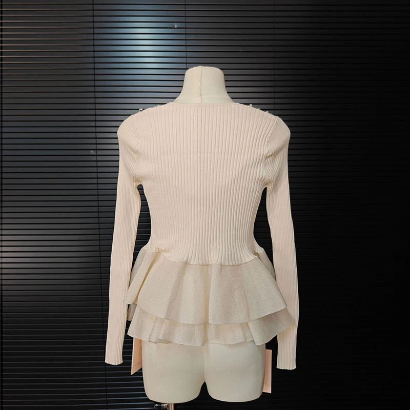 KBQ Set da due pezzi per maglieria da donna con scollo a V cappotti lunghi senza maniche colletto quadrato gilet senza maniche set chic stile moda femminile