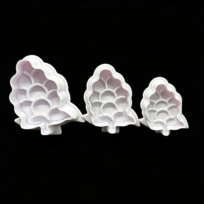 3Pcs/Set Grape Cookie Cutter Stamp Plastic Decorative Biscuit Mold Kitchen Cake Decorating Fondant Embosser Die