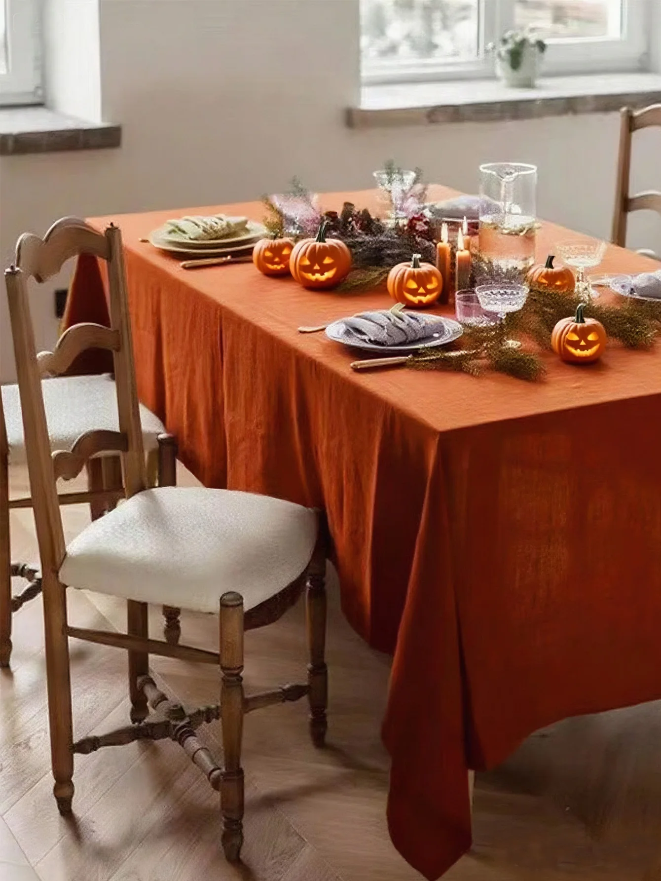 Halloween Orange Tablecloth Dining Table Square Picnic Cloth Coffee Table Round Table Long Dining Table Daily Home Decoration