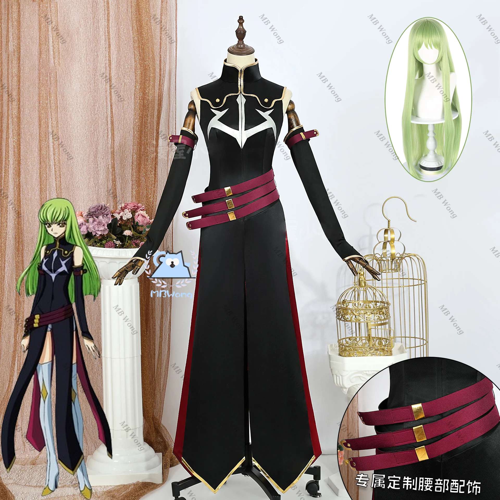 

Anime Code Geass C.C. Cosplay Costume Black Long Dress CC Uniform Lelouch of The Rebellion Halloween Party Women Girls Props