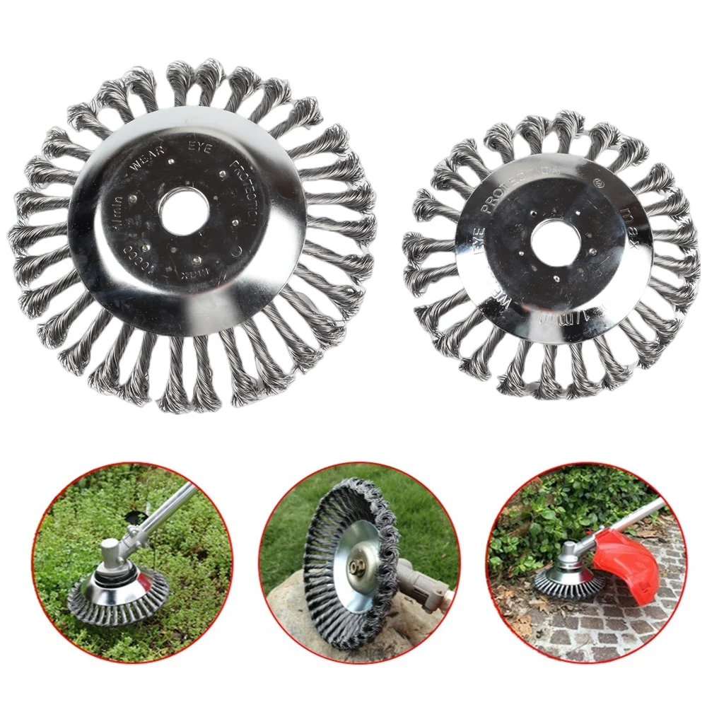 Upgrade 6/8 Inch Weed Brush Cutter Head Lawn Mower Universal Grass Trimmer Head Steel Wire Wheel Brush Garden Trimmer Head