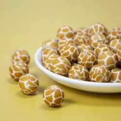 5 PCS BPA Free Silicone 12-15 MM Giraffe Color Prints Teether Beads DIY Baby Chewing Jewelry Toy Teething Necklace Accessories