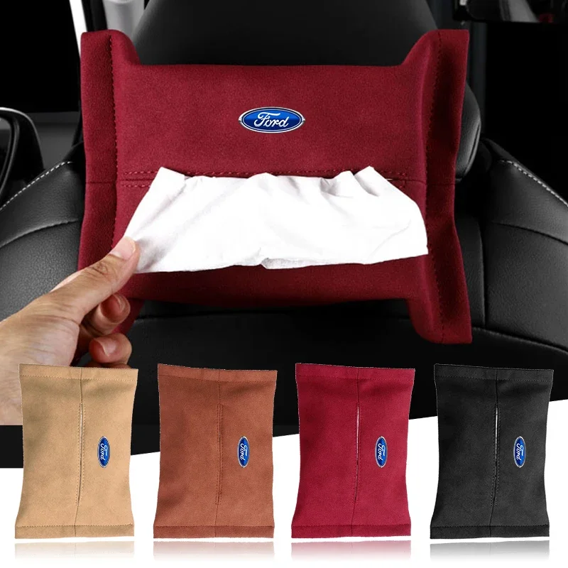 Car Styling  Car Tissue Box Suede Sun Visor Seat Back Hanging Bag For Ford Focus 2 3 Mondeo Fiesta Kuga Ranger Escort Excape