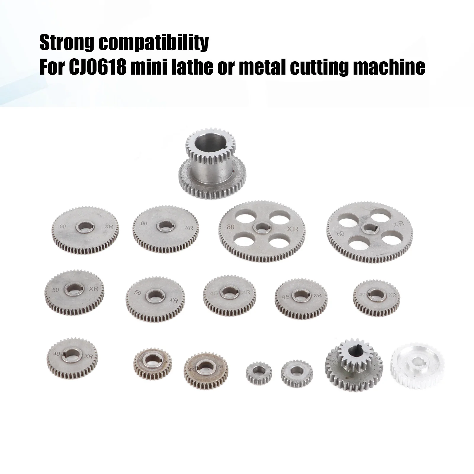 Lathe Cutting Machine Gear Metal Exchange Gear Kit with Motor Belt Pulley HT250 Gray Iron Cutting Machine Gears Lathe Gear