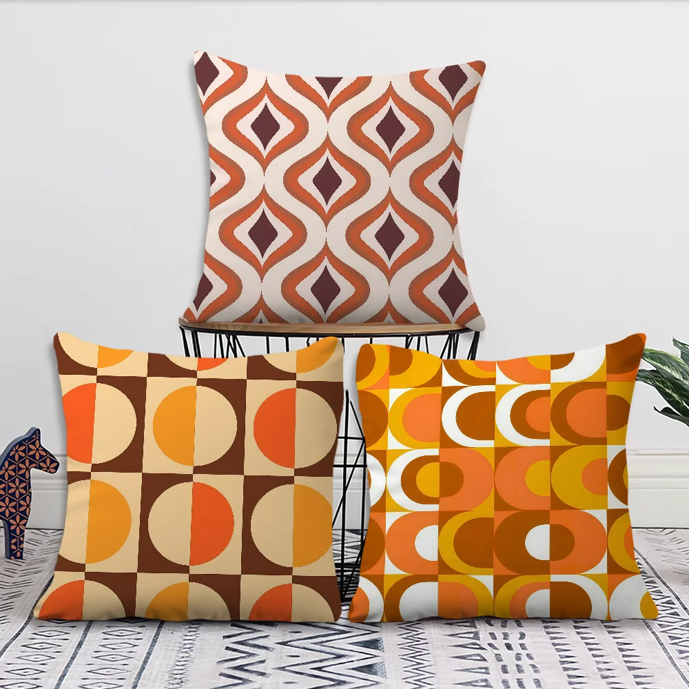 Orange Yellow Brown Nordic Geometry Cushion Cover For Pillow Printing Sofa Decoration Home Car Room Shop Office NordicSimplicity