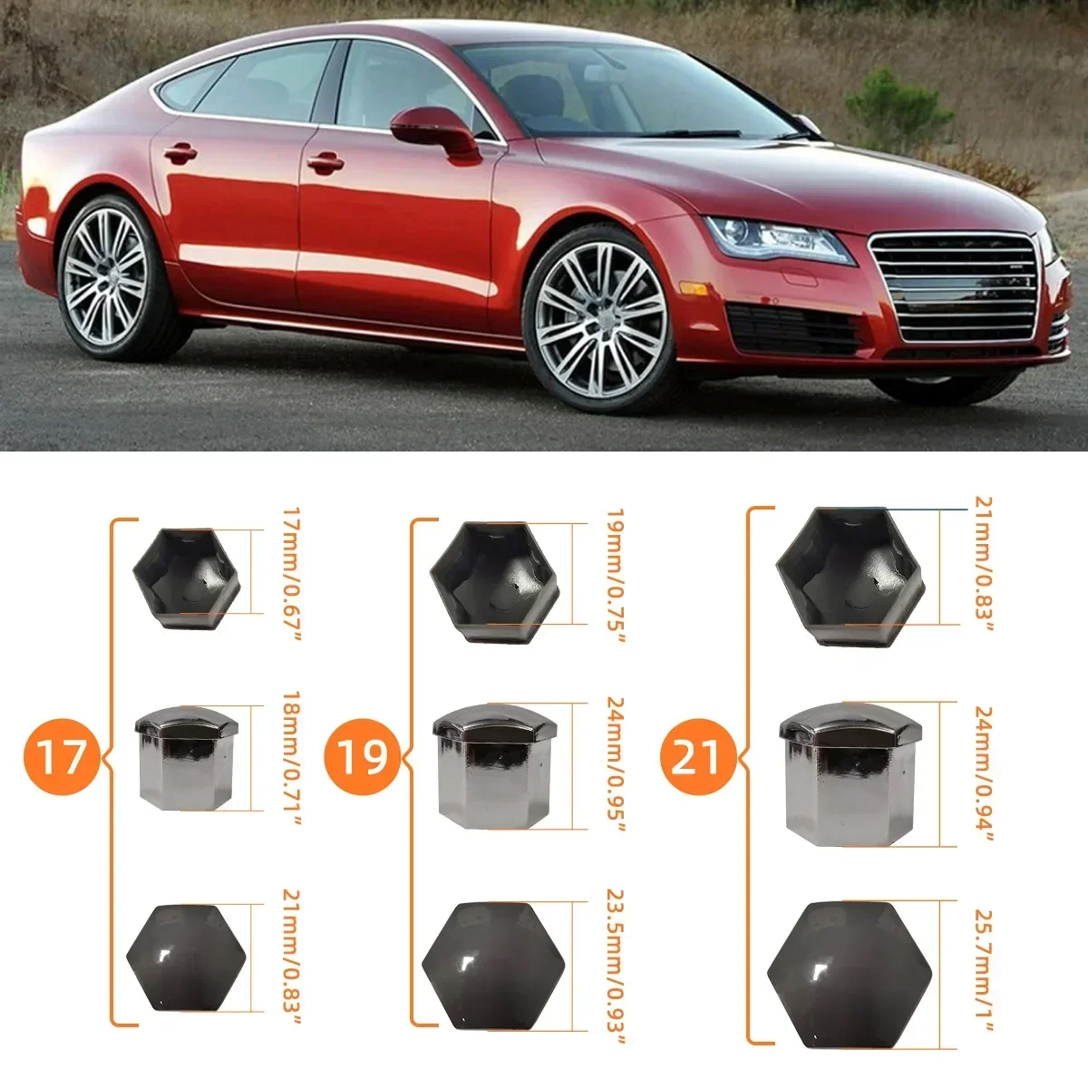 Car Wheel Nut Caps Protection Covers Caps Anti-Rust Auto Hub Screw Cover Car Tyre Nut Bolt Exterior Decoration 20Pcs 17/19/21mm