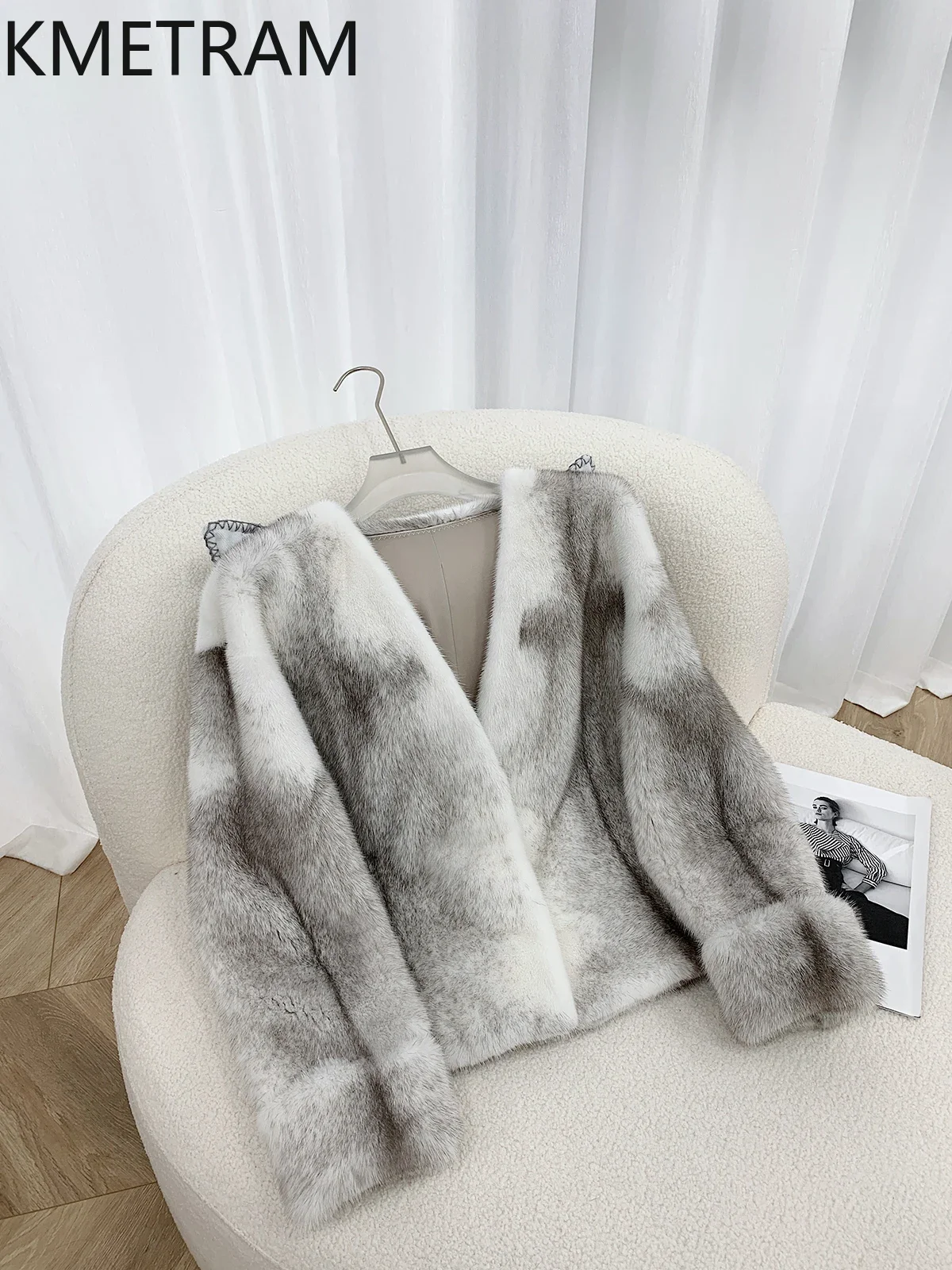 Real Cross Mink Fur Coat Women Luxury Fashion Short Fur Jacket Winter New in Outerwears High Quality Womans Clothing 2024 шуба