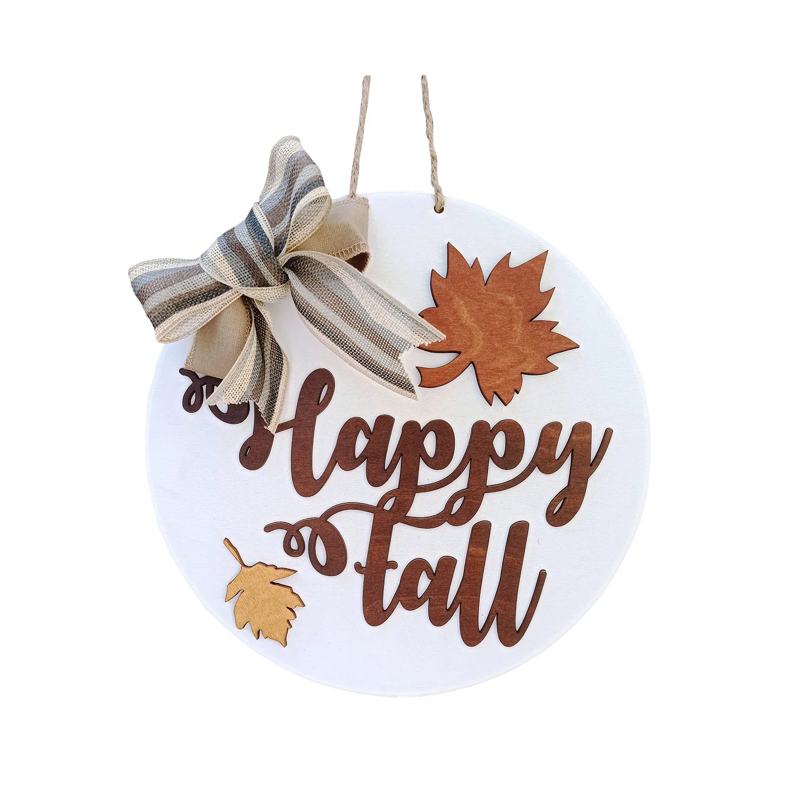 Durable Welcome Sign Door Wreath Door Plaque Autumn Decoration Bow Maple Leaf Wreath Home Decor Welcome Sign Hanging Decor