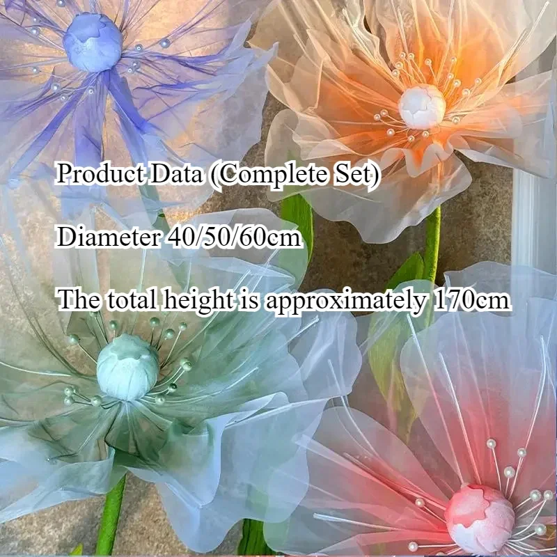 3PCS Large Artificial Flowers Silk Flowers Party Wedding Props Garden Window Display Home Decoration Mariage Festive Supplies