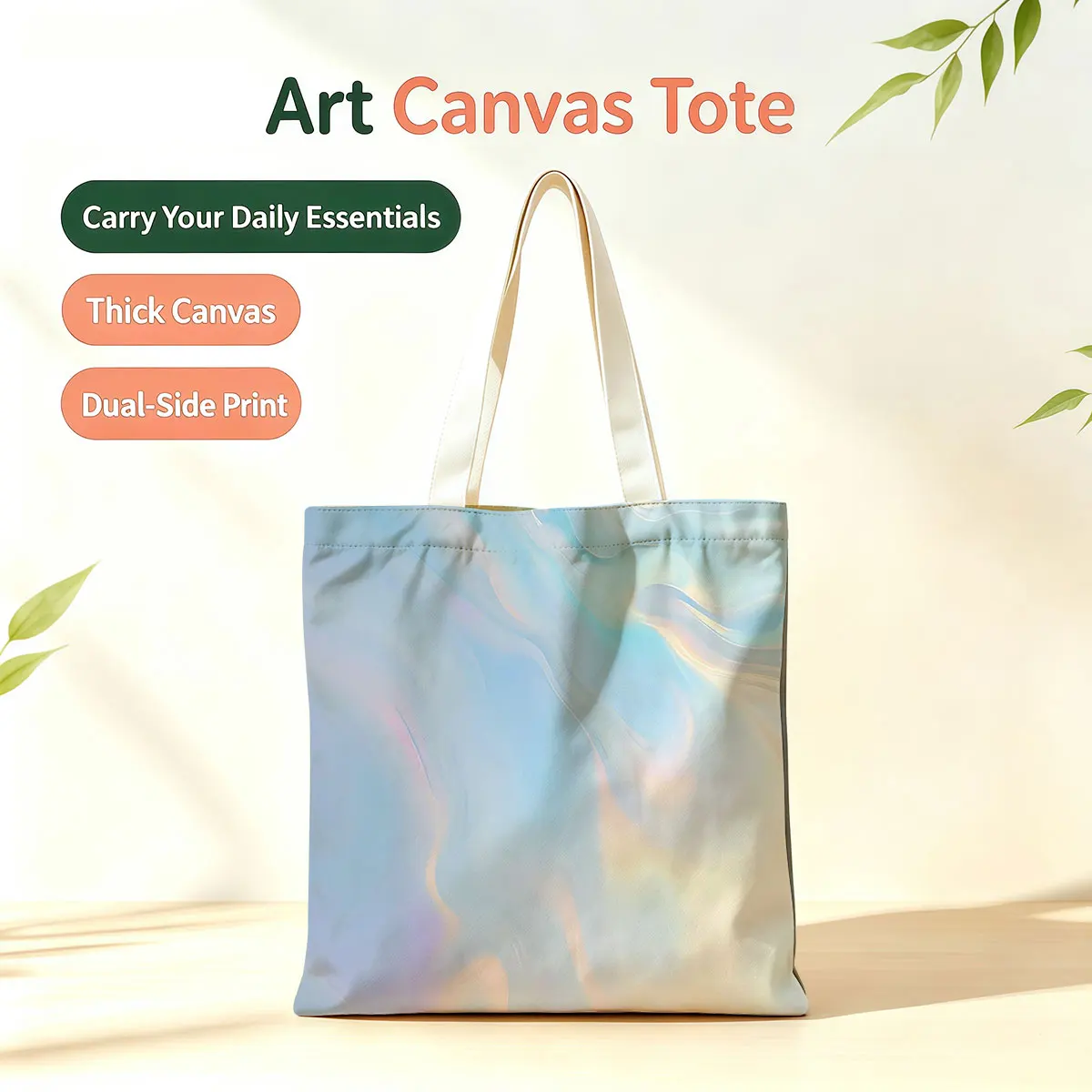

Iridescent Flow Dual-Side Printed Tote Bag Large Capacity Eco Handbag for School Office Daily Errands Daily Must-Have Bag