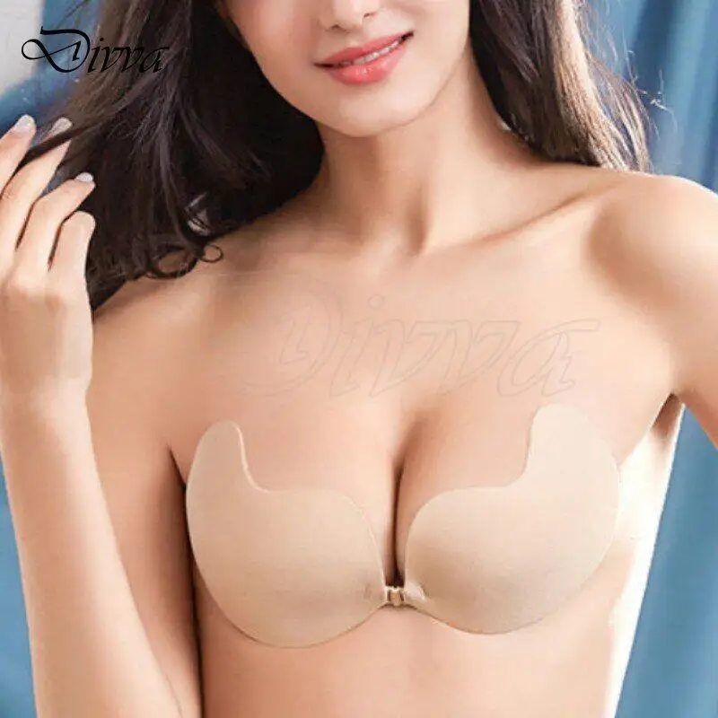 Nieuwe Onzichtbare Bh Push-Up Bh Rugloze Strapless Bh Naadloze Sluiting Aan De Voorkant Bralette Ondergoed Vrouwen Zelfklevende Siliconen