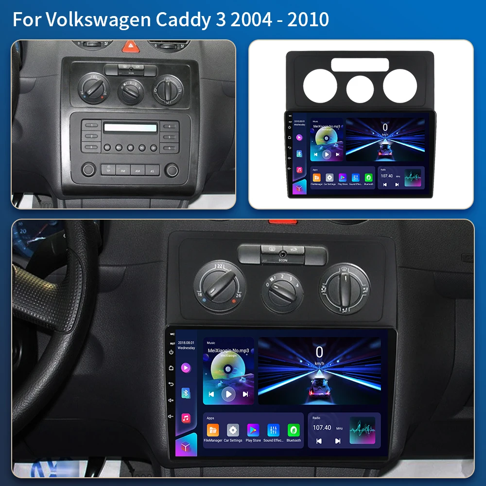 Android 16 Carplay Auto For Volkswagen Caddy 2K 3 III 2004 - 2010 Car Radio Multimedia Video Player Navigation GPS 2Din 4G DVD