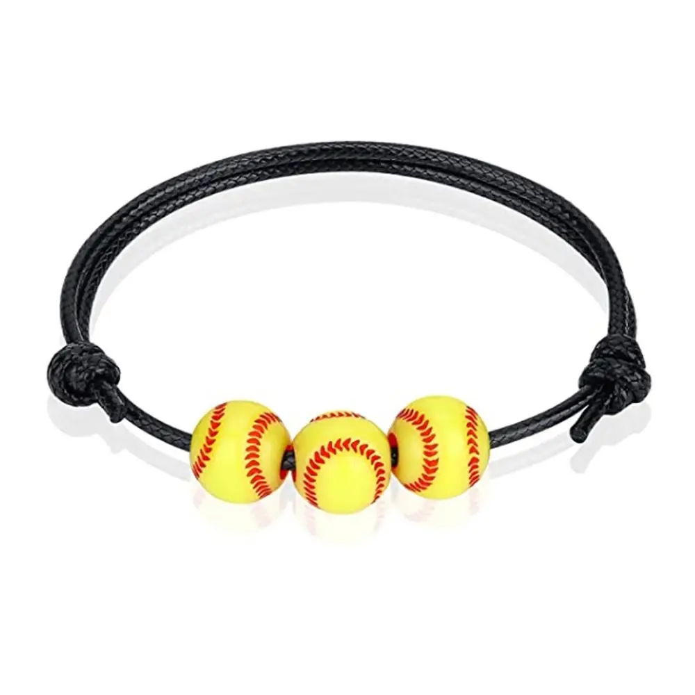 Handmade Basketball Baseball Bracelet Volleyball Resin Wax Line Woven Bracelet Jewelry Accessories Korean Style Rugby Bracelet