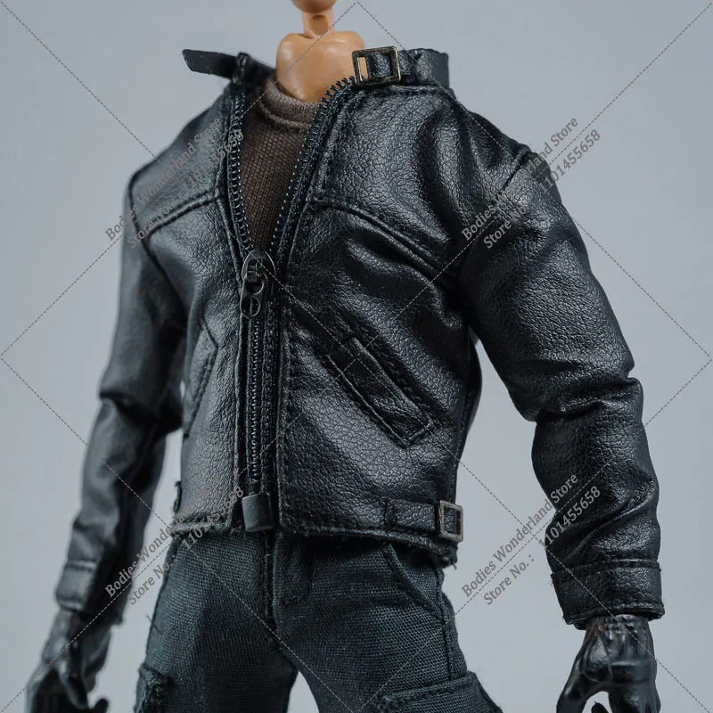 Zwart/Bruin 1/12 Schaal Frs Mannen Kleding Accessoire Staande Kraag Leren Jas Voor 6 Inch Nw Ant Notaman Action Figure Body