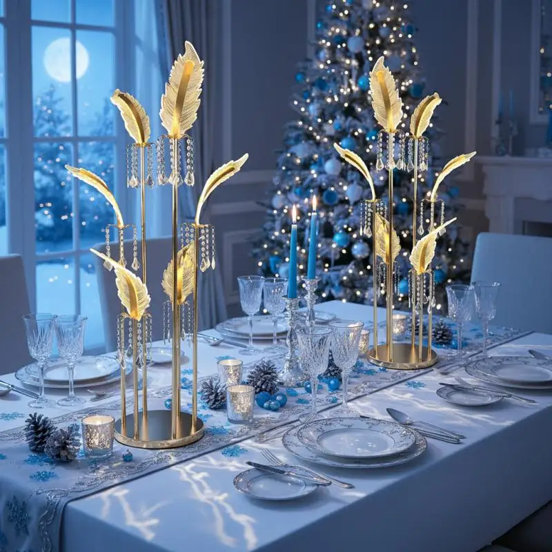 

5PCS Modern Feather Pendent , Illuminated Floor Flower Stands,Wedding Table Centerpieces,Stage Home Ceiling Decoration