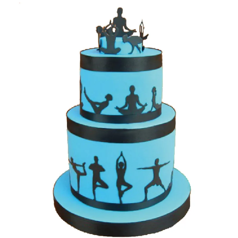 12Pcs/Set Yoga Cookie Cutting Mould Fondant Cupcake Chocolate Printing Mold Baking Surround Decorate Tool Biscuit Cutter Moulds