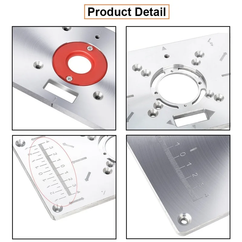 Router Table Insert Plate Woodworking Benches Aluminium Wood Router Trimmer Models Engraving Machine with 4 Rings Tools