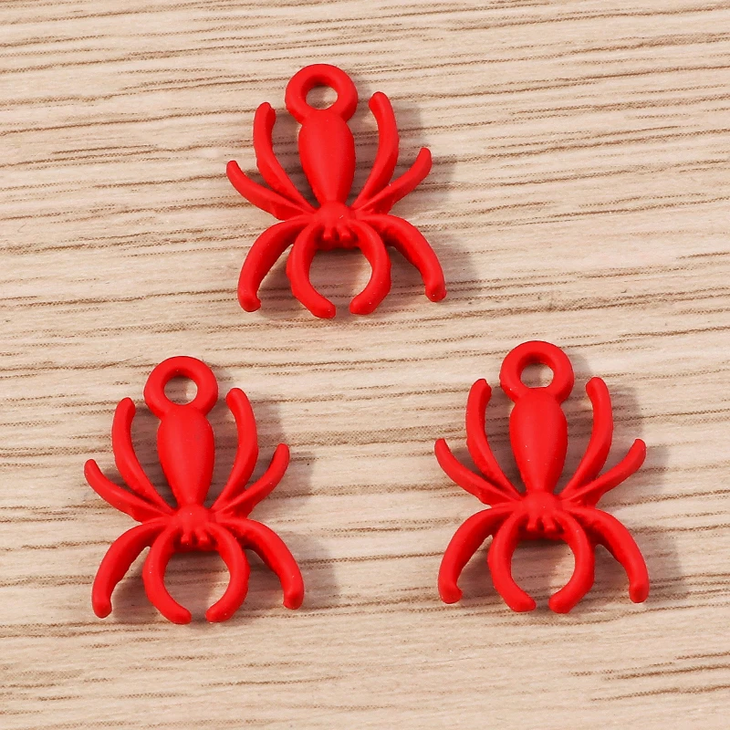 Tusember 10 Stück süße bunte Spinnen-Charms für handgefertigte Schmuckherstellung, Halskette, Ohrringe, Halloween-Charms, Anhänger, DIY-Handwerk – Detail 3