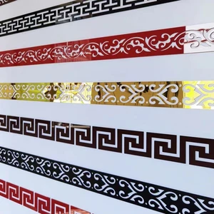 Acryl -Wandspiegelaufkleber mit Raum- und Schlafzimmeraufkleber, Streifenrand, Linienecke, Gebäuderand, Wohnkultur, 5 cm, 10 cm 8 Hauptverkäufe Cenefas Klebstoff - №8