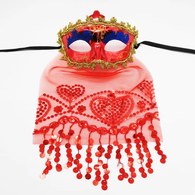 Voile de danse du ventre indienne pour femmes, masque amusant musulman doré, voile de danse du ventre Sexy, maquillage pour fête de noël Halloween