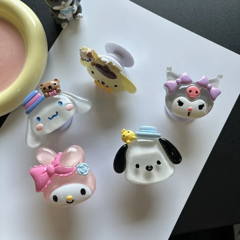 Soquete aperto tok anel de dedo suporte do telefone sanrio melodia kuromi pochacco para iphone samsung xiaomi griptok suporte dobrável