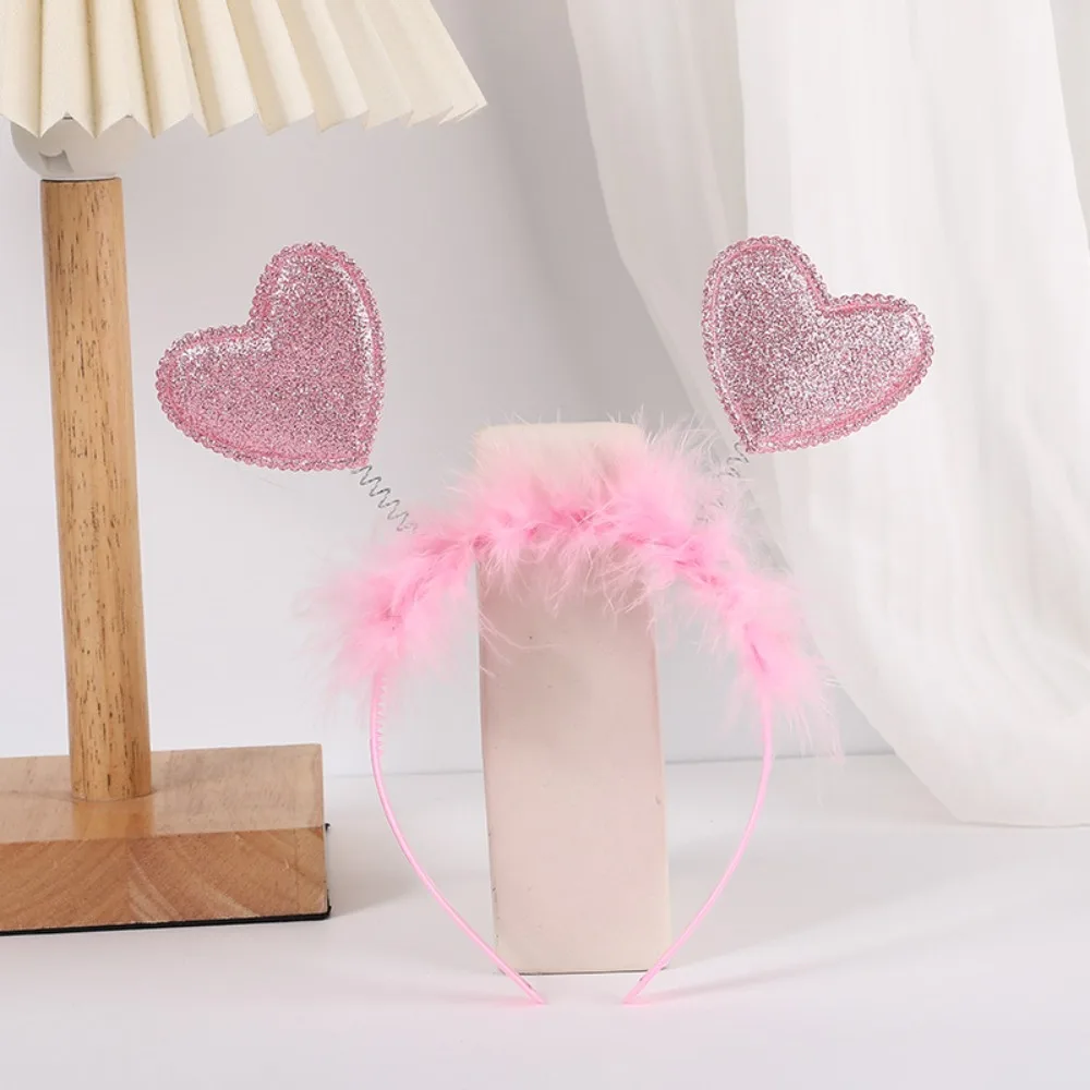 Cerchietto per capelli con coriandoli Fascia per capelli rossa con cuore di pesca rosso Occhiali Fascia per capelli a forma di cuore con amore Copricapo rosso per San Valentino