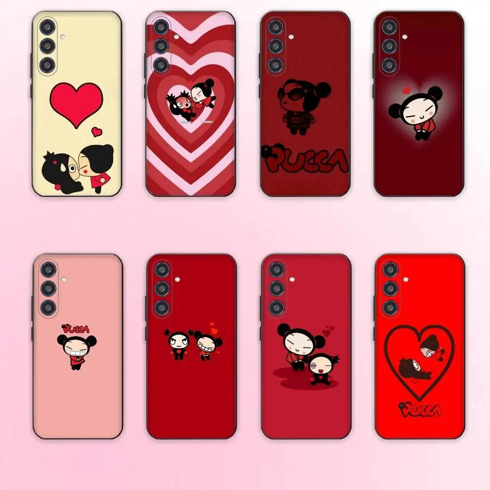 

P-Pucca W-Wallpaper couple style Phone Case For Samsung Galaxy A73,A72,A71,A70,A53,A52,A51,Others Soft Black Cover