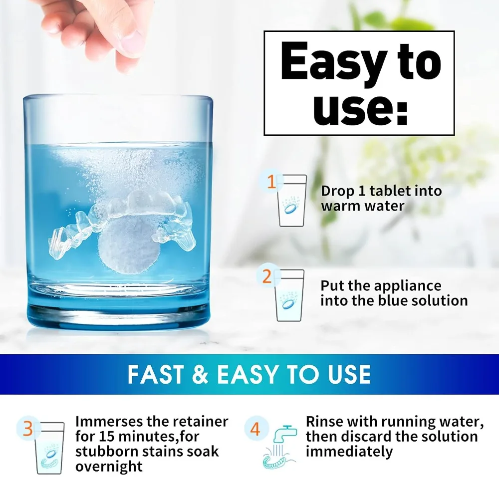 Professional Dental Retainer & Denture Cleaner Tablets 36 Count One Month Supply for Daily Cleaning of Aligners Night Guards Mouth Guards False Teeth Removes Stains Plaque Odor Whitening Solution for Fresh Breath and view 3