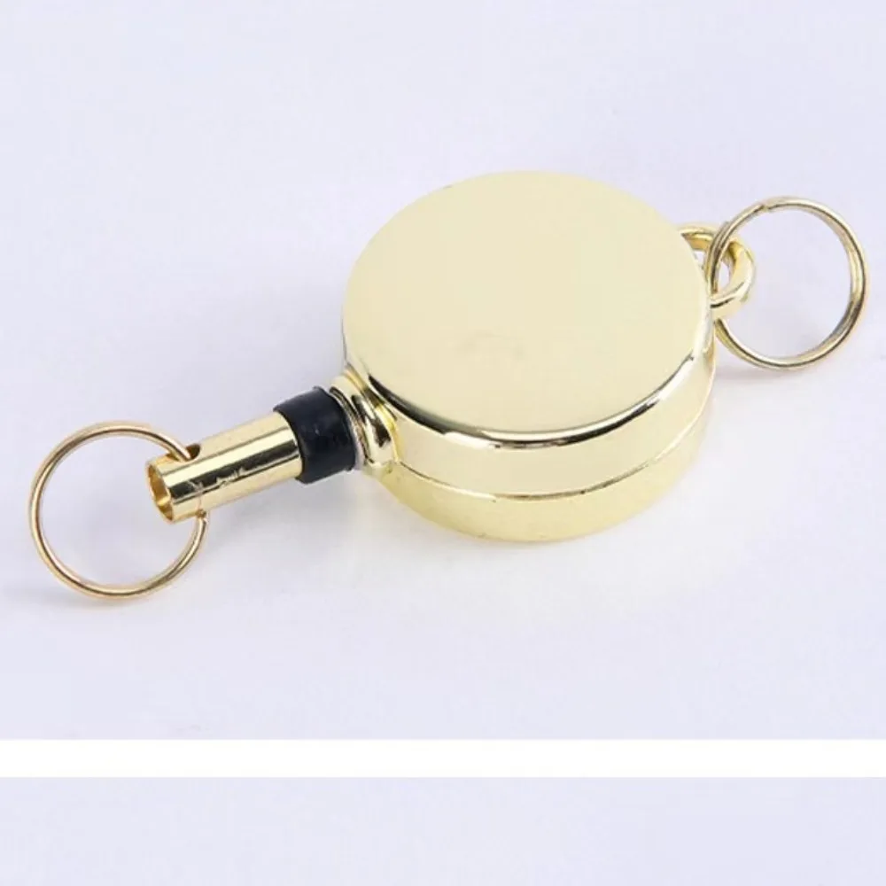 1Pc Plastic Electroplated Badge Reel Badge Pass Work Card Holder Clip Keychain Retractable ID Tag Reel Easy To Pull