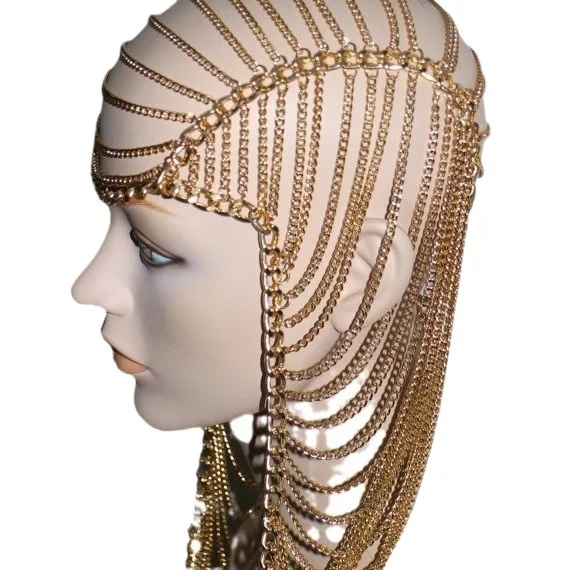 European and American personalized punk head chain, alloy chain headgear hair accessories, Amazon jewelry