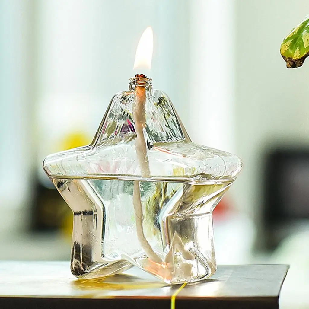 4xHandblown Glass Oil Burning Lamp Home Decoration Gift Five-pointed star