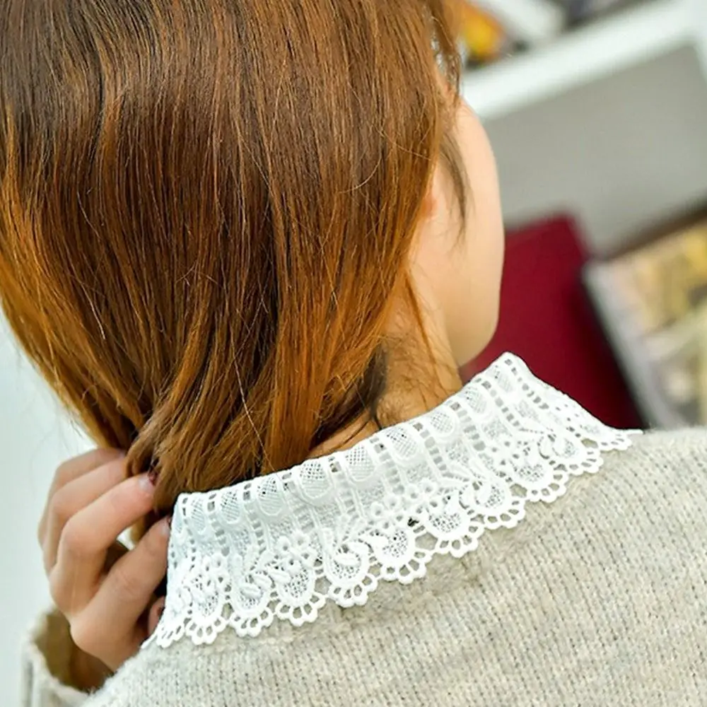 숄 랩 장식 레이스 가짜 칼라 DIY 넥 스카프 탈부착 가능한 가짜 칼라 라펠 반셔츠 여성 소녀용