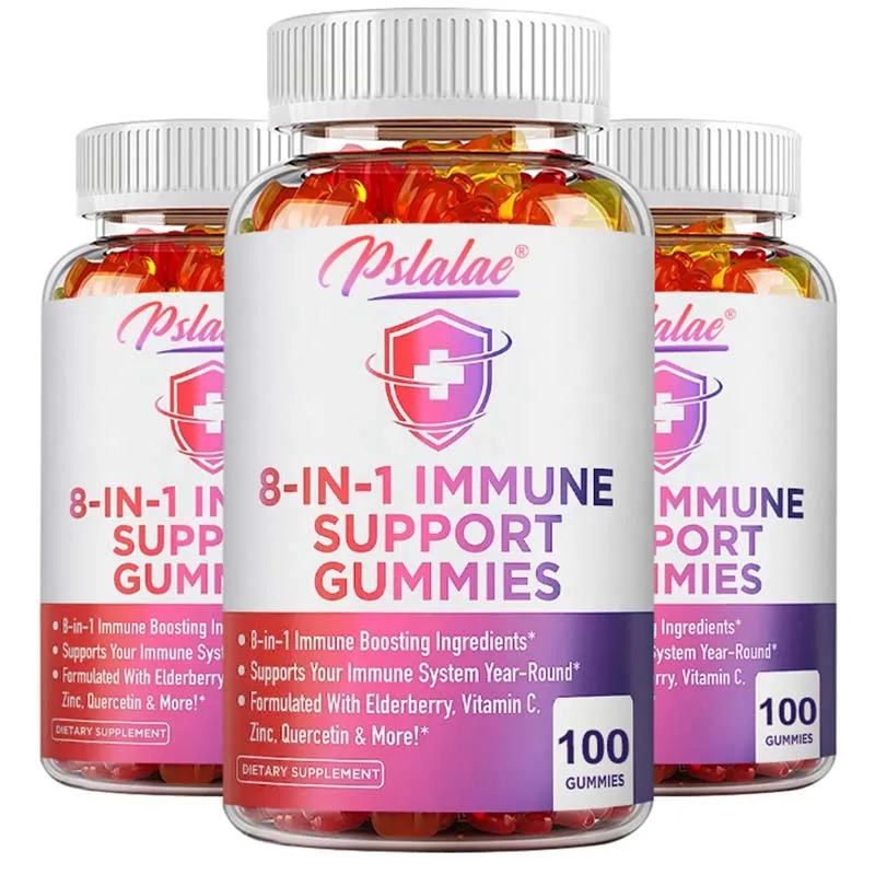 8-in-1 Immune Support Gummies - Provides Antioxidant Support, Helps Boost Immune Function, Replenishes Energy, Non-GMO