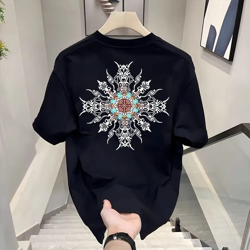 

Fashion brand short sleeve printed T-shirt 100% cotton summer round neck casual fashion short sleeve loose personality top